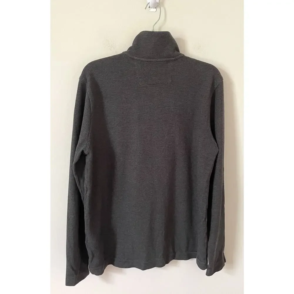 Banana Republic Cotton Quarter Zip Sweater Gray Size Large